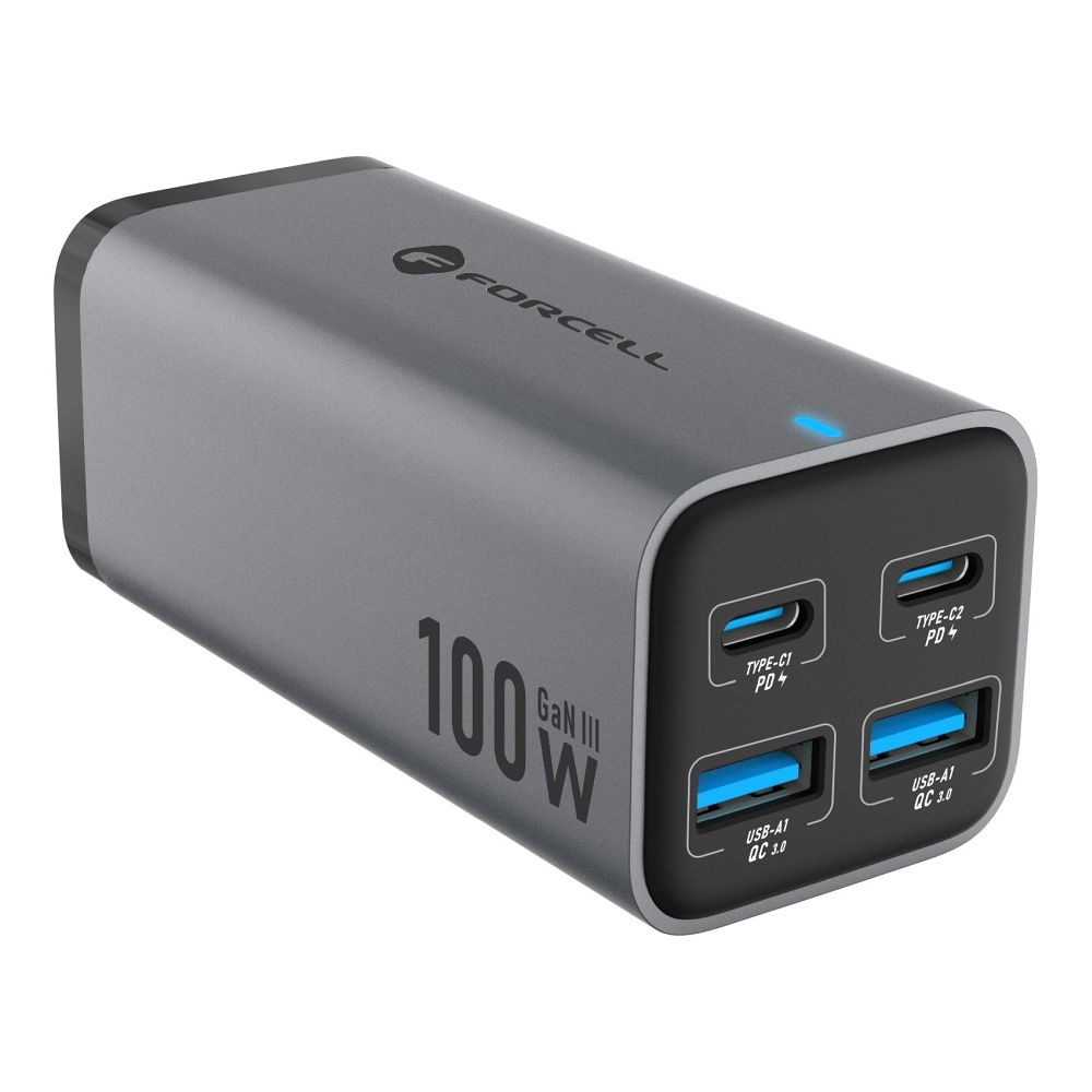 FORCELL F-ENERGY GaN III VT-49 desktop charger 2 x Type C + 2 x USB A PD QC4.0 SFC2.0 5A 100W gray