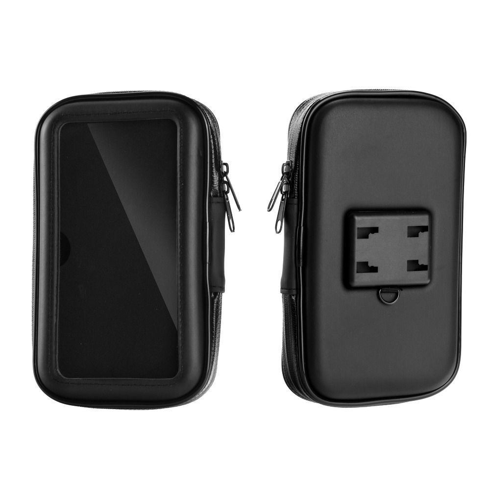 Motorcycle holder for mobile phone waterproof with zip ( 6,4" - 8" ) black