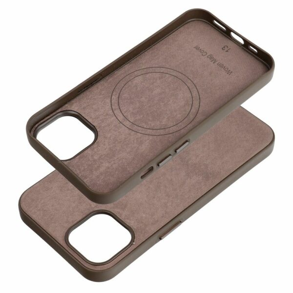 WOVEN MAG COVER case compatible with MagSafe for IPHONE 13 light brown