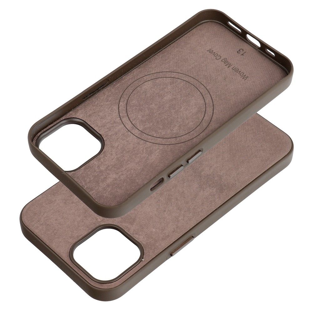WOVEN MAG COVER case compatible with MagSafe for IPHONE 13 light brown