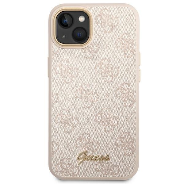 GUESS case for IPHONE 13 / 14 / 15 GUHCP14SHG4SHP (4G Vintage Gold Logo) pink