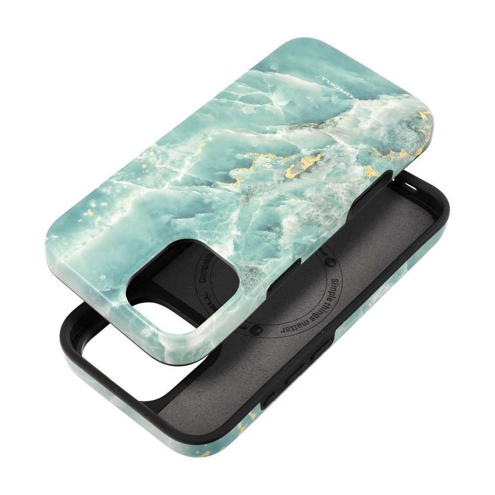 FORCELL F-PROTECT Mirage, Military Drop-Tested case compatible with MagSafe for IPHONE 16 PLUS green marble