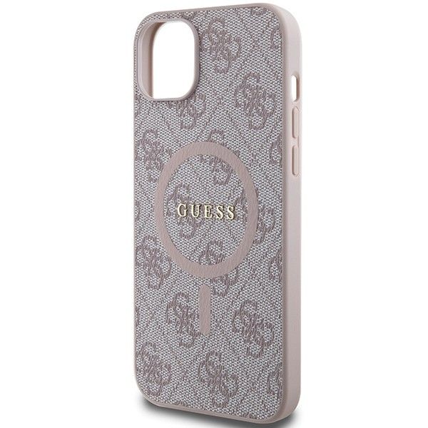 GUESS case for IPHONE 14 compatible with MagSafe GUHMP14SG4GFRP (4G Ring classic logo) pink