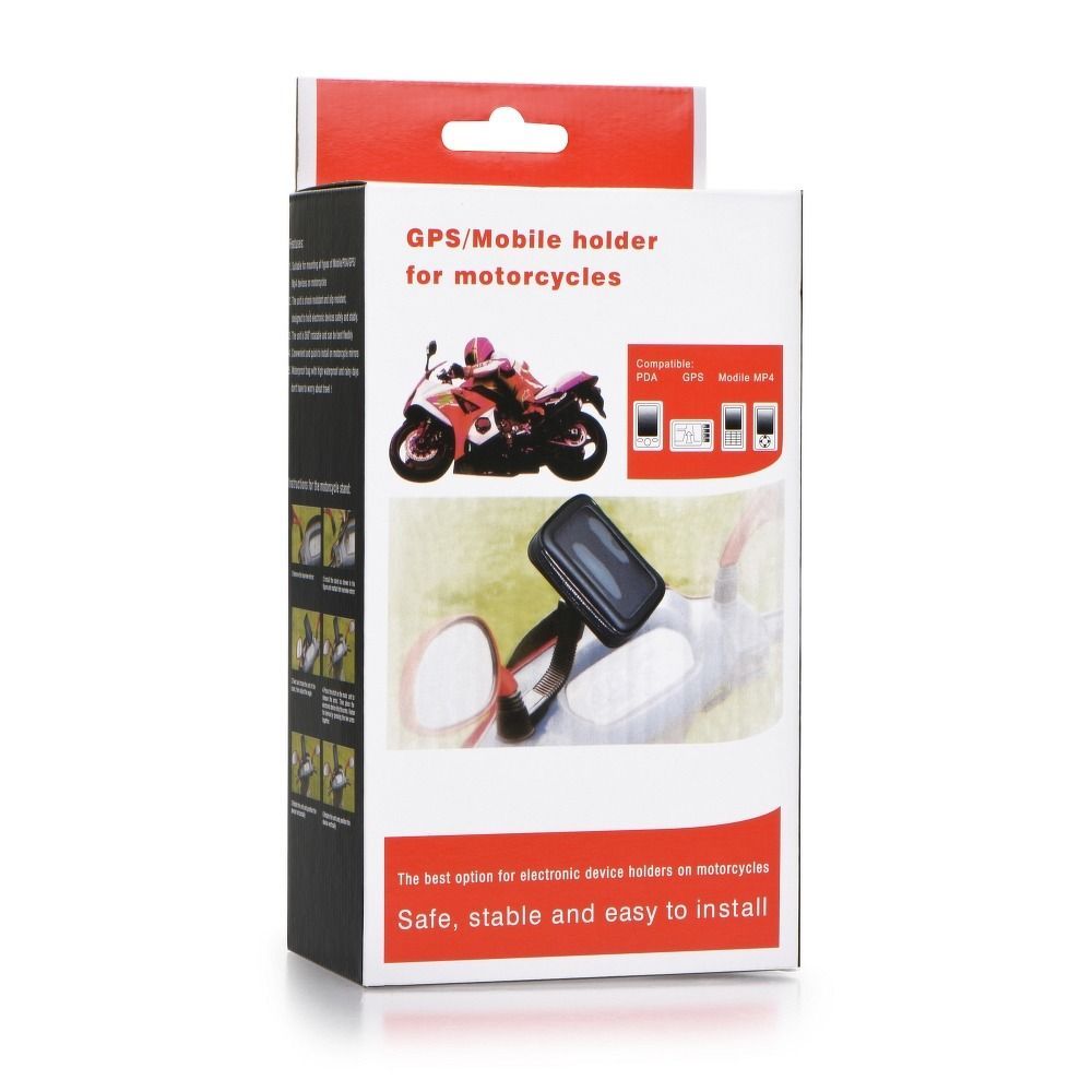 Motorcycle holder for mobile phone waterproof with zip ( 6,4" - 8" ) black