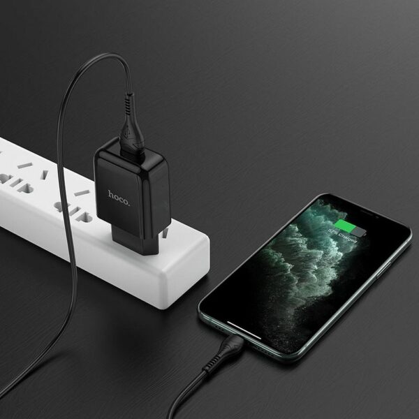 HOCO travel charger USB A + cable USB A to Lightning 2.1A N2 black