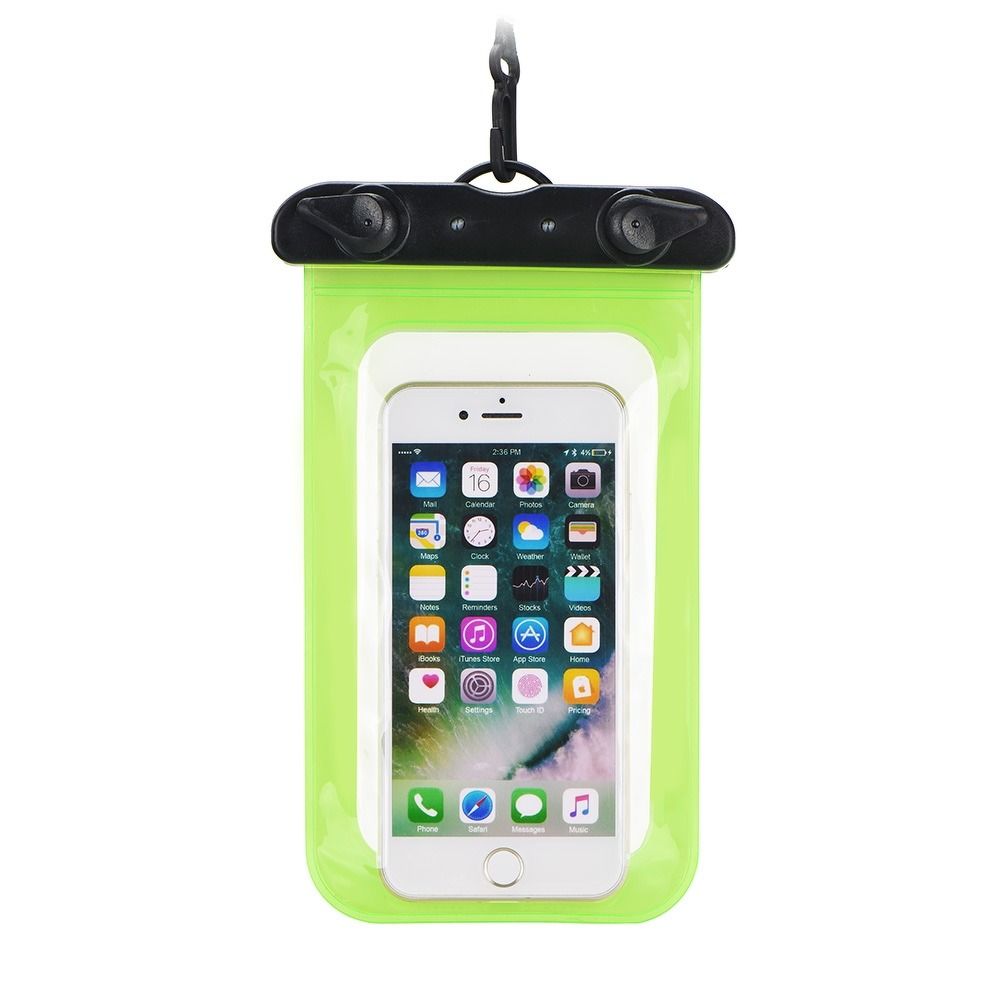 255d89435e29051b102693f1dd2bc4a9 Waterproof bag for mobile phone with plastic closing green
