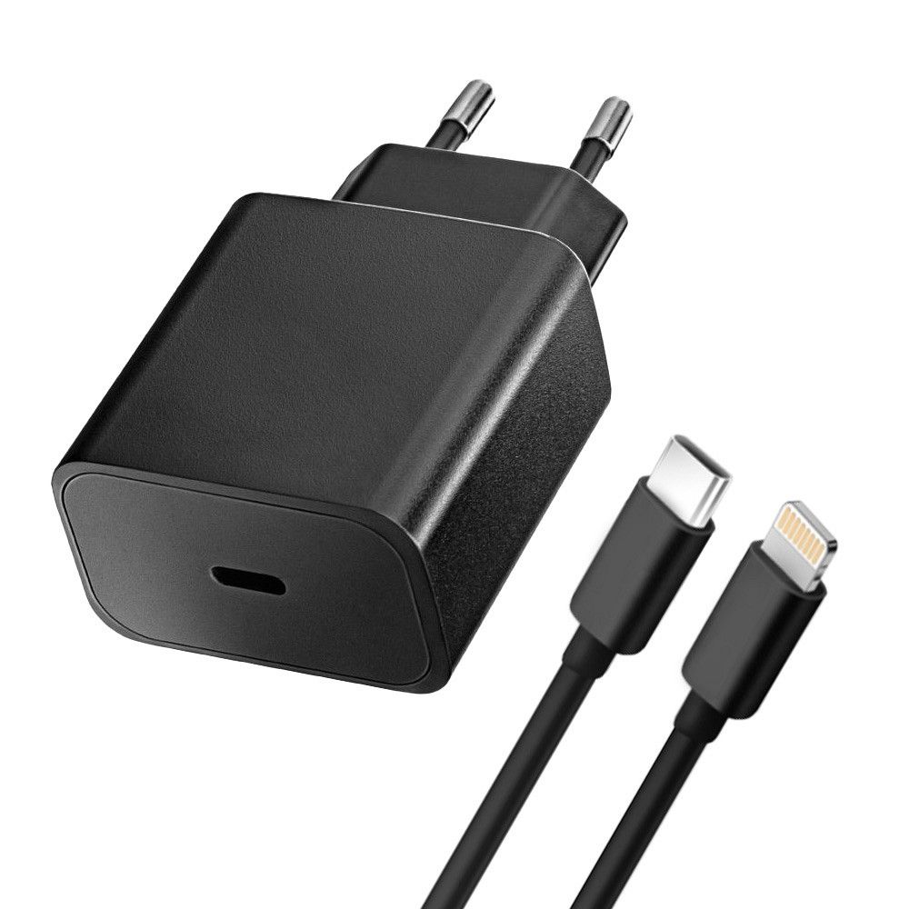BLUE STAR travel charger Type C + cable Type C to Lightning PD QC4.0 3A 20W TFB-TC-20WPD black