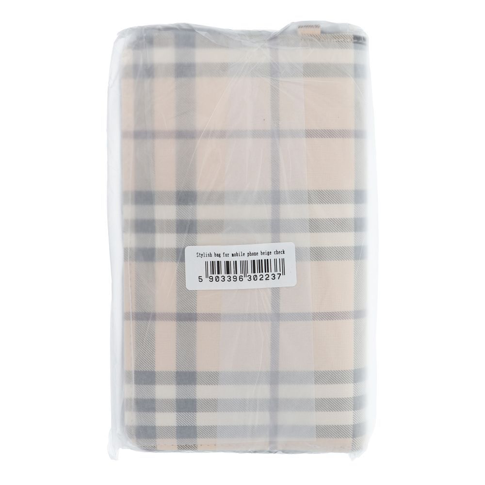 Stylish bag for mobile phone beige check