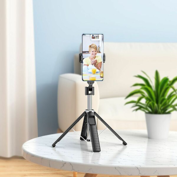 HOCO selfie stick with bluetooth remote control fourpod K18 black