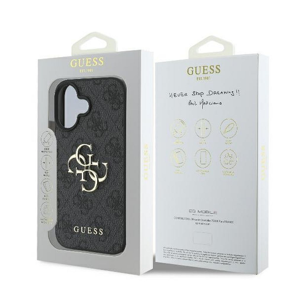GUESS case for IPHONE 16 GUHCP16S4GMGGR (4G PU Big Logo) black