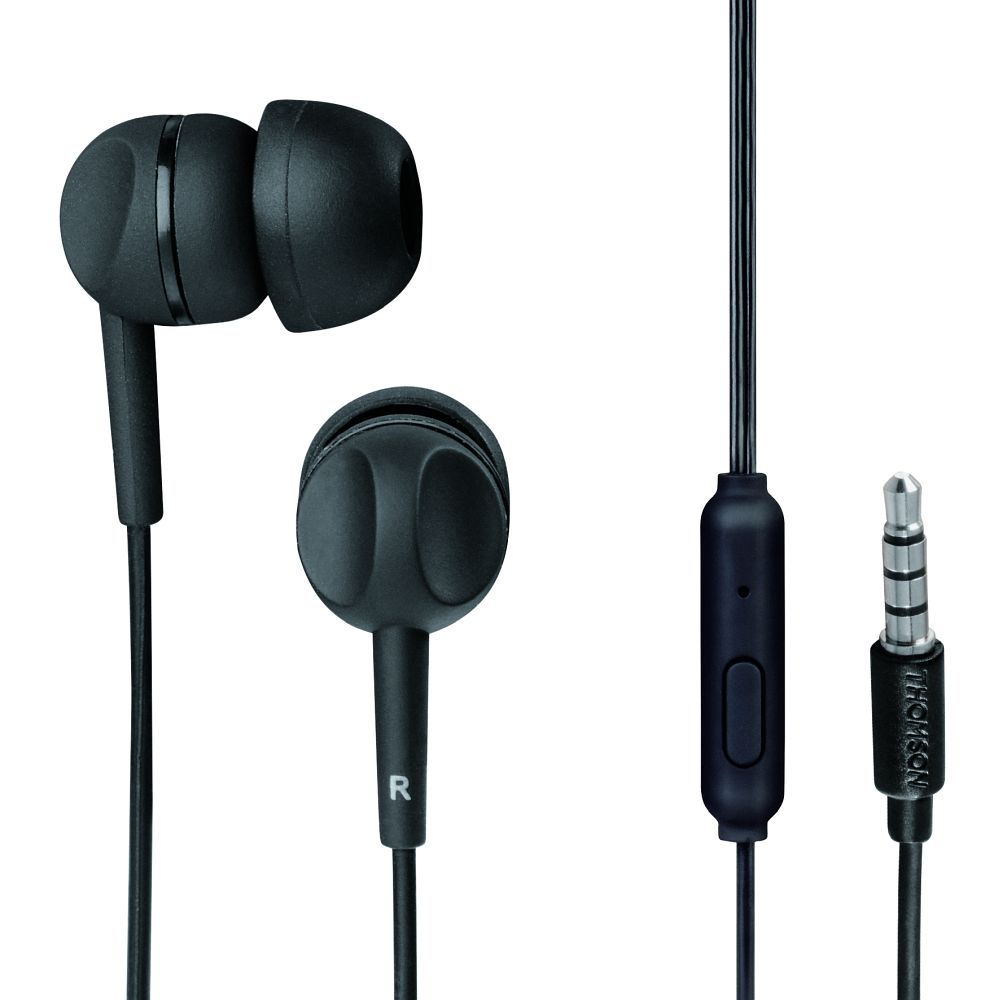 THOMSON wire earphones Jack 3,5 mm with microphone EAR3005BK black