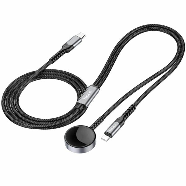 EOL HOCO wireless charger 2in1 Type C for Apple Watch + charging cable Lightning PD QC 3A CW54 1,2 m black