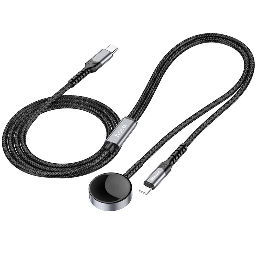 EOL HOCO wireless charger 2in1 Type C for Apple Watch + charging cable Lightning PD QC 3A CW54 1,2 m black