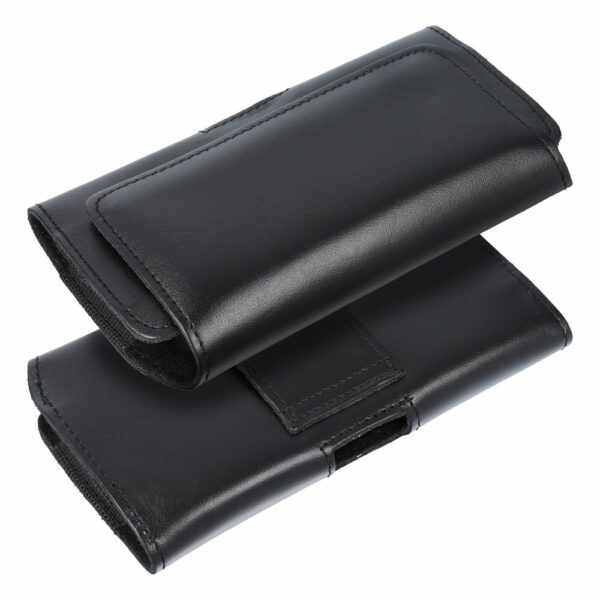 ROYAL universal horizontal leather belt holster size M for IPHONE 12 MINI / 13 MINI / SAMSUNG A40 / S8 / XIAOMI 12 / Redmi 5A black