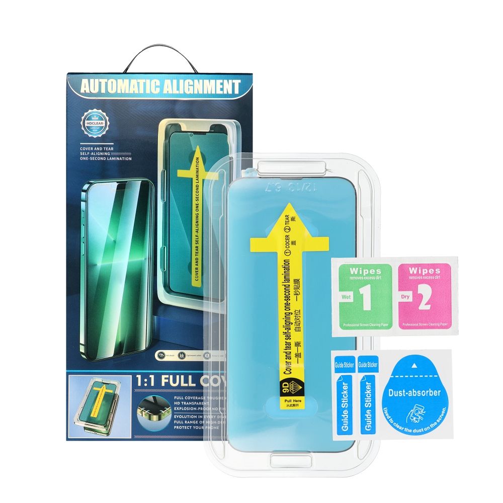 5D Full Glue Tempered Glass for iPhone 14 Pro black + applicator