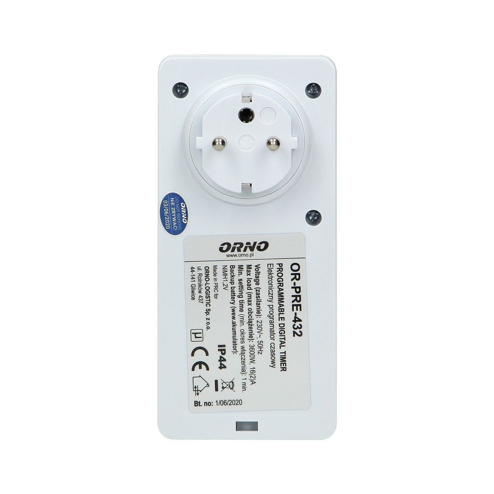 Weekly digital timer with LCD display, IP44 (OR-PRE-432)