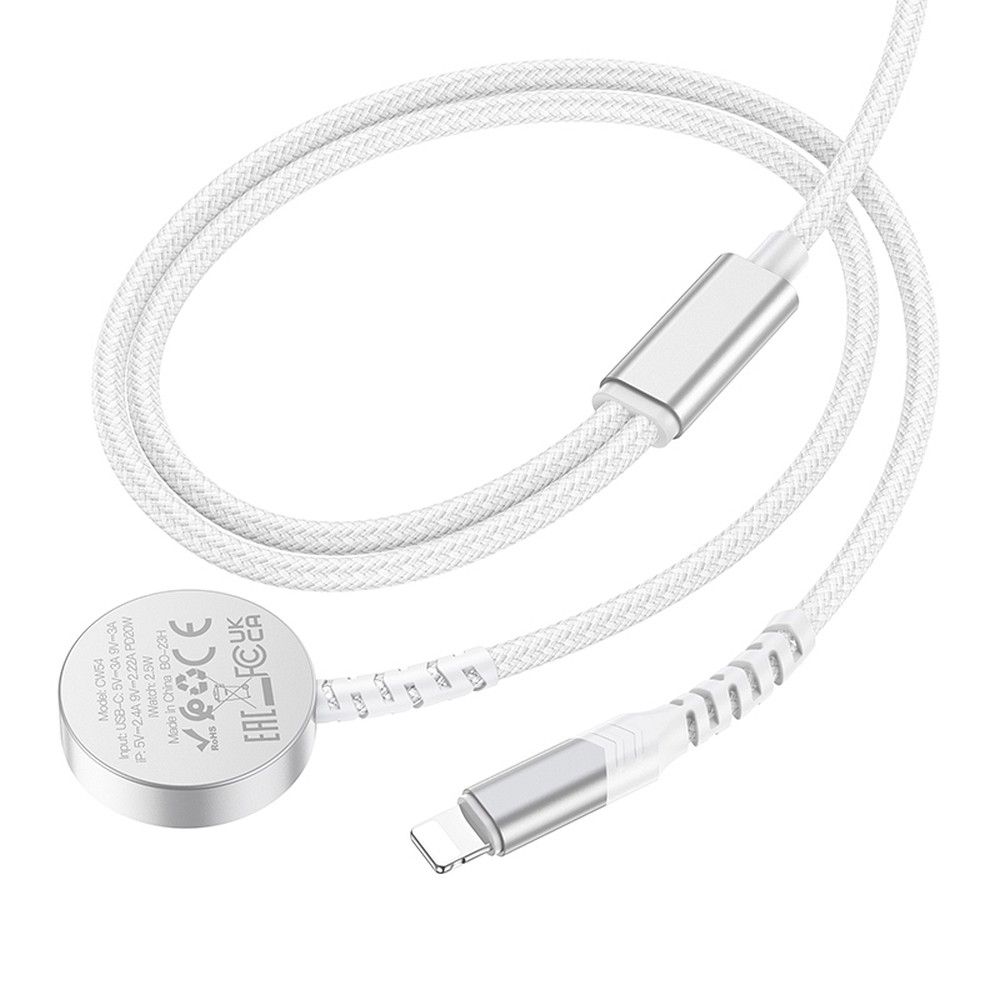 HOCO wireless charger 2in1 Type C for Apple Watch + charging cable Lightning PD QC 3A CW54 1,2 m white