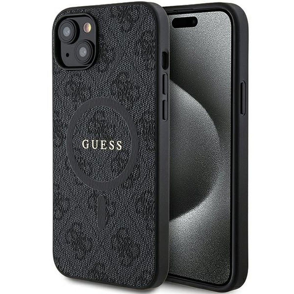 GUESS case for IPHONE 15 compatible with MagSafe GUHMP15SG4GFRK (4G Ring classic logo) black