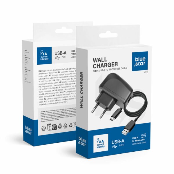 2bd06972a30b2083d63dd647627da012 BLUE STAR LITE travel charger 1A 5W USB A + cable USB A to Micro USB TFK-TC-1095B black