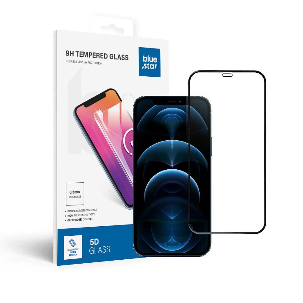 2c5c8ea6aa455a0eeedb54dc0c4ac6f2 Tempered Glass Blue Star - APP IPHONE 12/12 Pro 5D Full Cover black