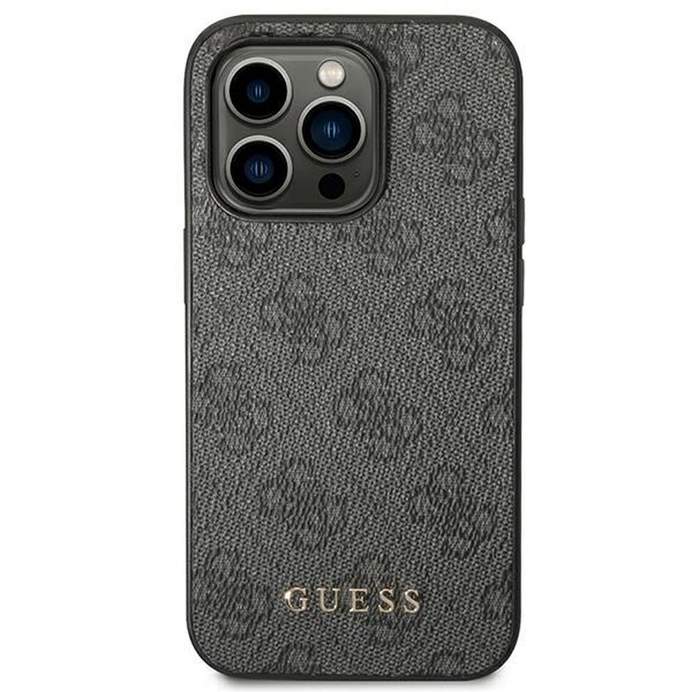 GUESS case for IPHONE 14 Pro GUHCP14LG4GFGR (4G Gold Logo) grey