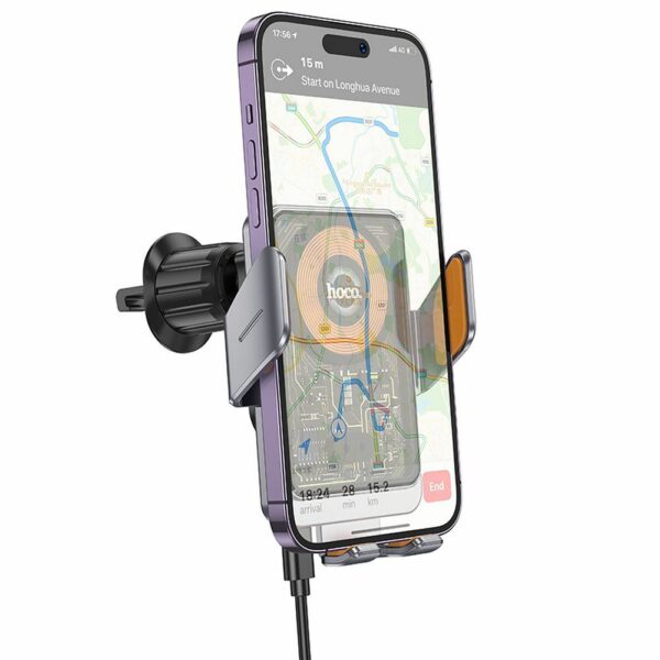 HOCO car holder with wireless charging for air vent 15W HW7 gray