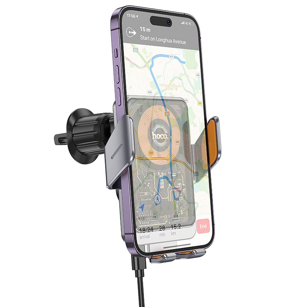 HOCO car holder with wireless charging for air vent 15W HW7 gray