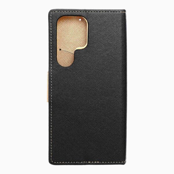 FANCY Book case for SAMSUNG S25 ULTRA black / gold