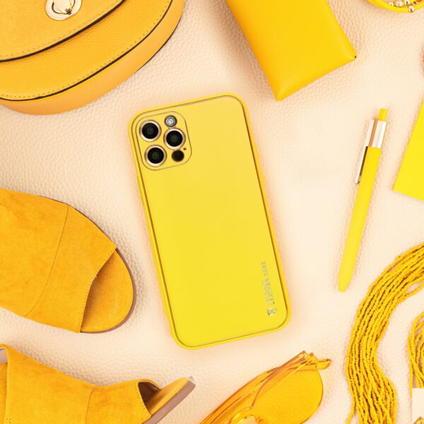 LEATHER case for IPHONE 14 Plus yellow