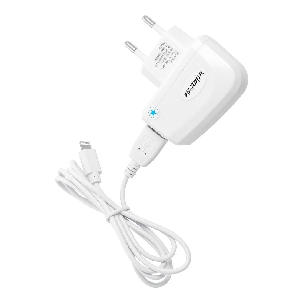 2f2cac5ef0fb24289ef9c580c66de287 BLUE STAR LITE travel charger 1A 5W USB A + cable USB A to Lightning TFK-TC-1095B white