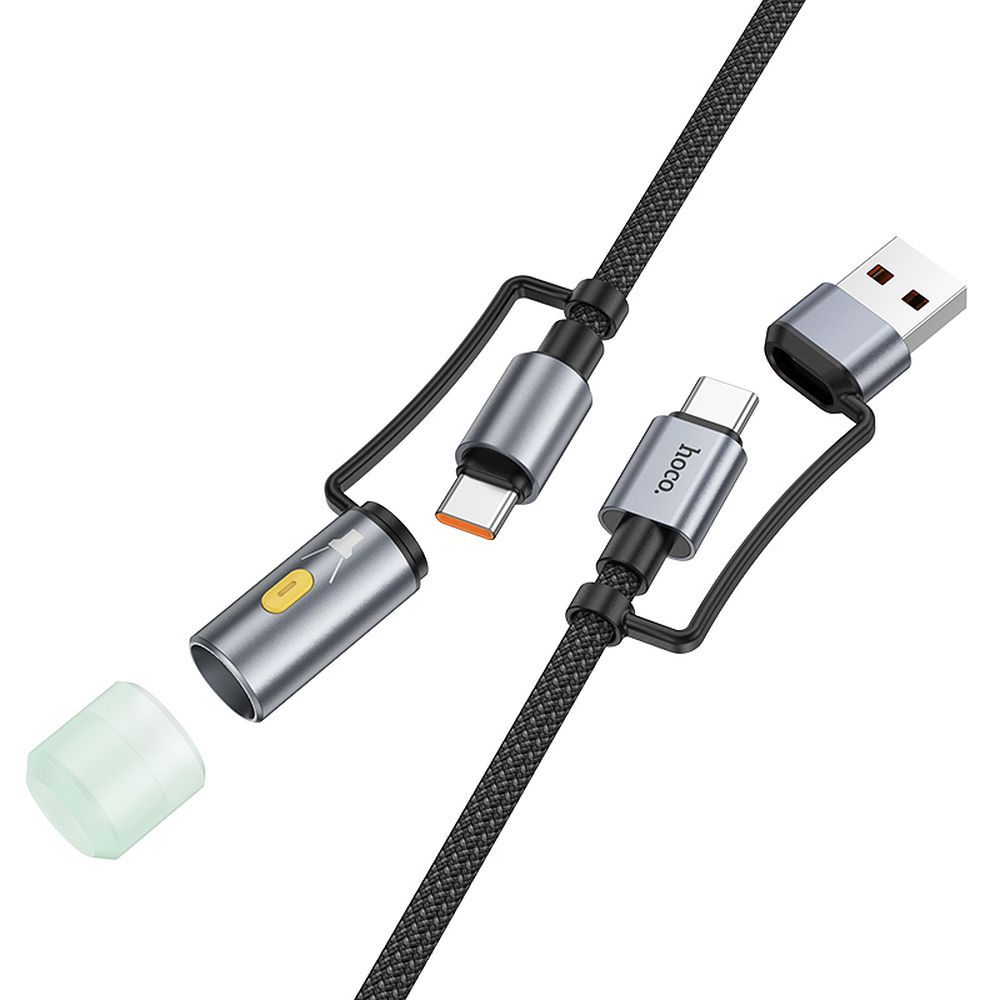 HOCO cable All-in-one USB A / Type C to Type C / LED Light 3A 60W U138 1,2 m black