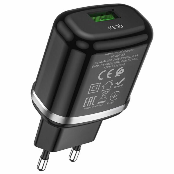 HOCO travel charger USB A QC3.0 3A 18W N3 black