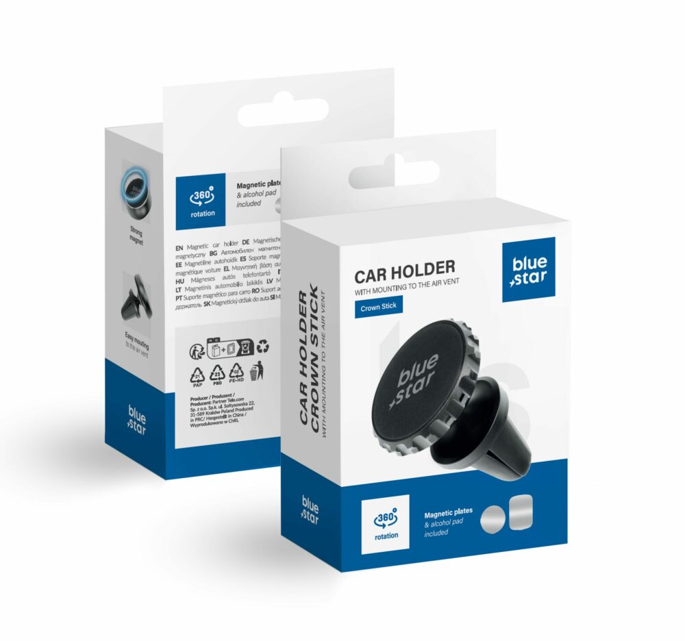 BLUE STAR magnetic car holder for air vent compatible with MagSafe CROWN MAGNETIC black