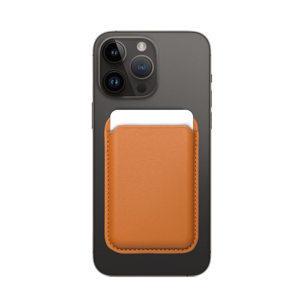 LEATHER MAG WALLET compatible with MagSafe orange