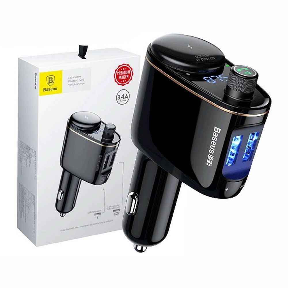 BASEUS car charger 2 x USB A + transmitter FM BT 3,4A S-06 CCHC000001 black