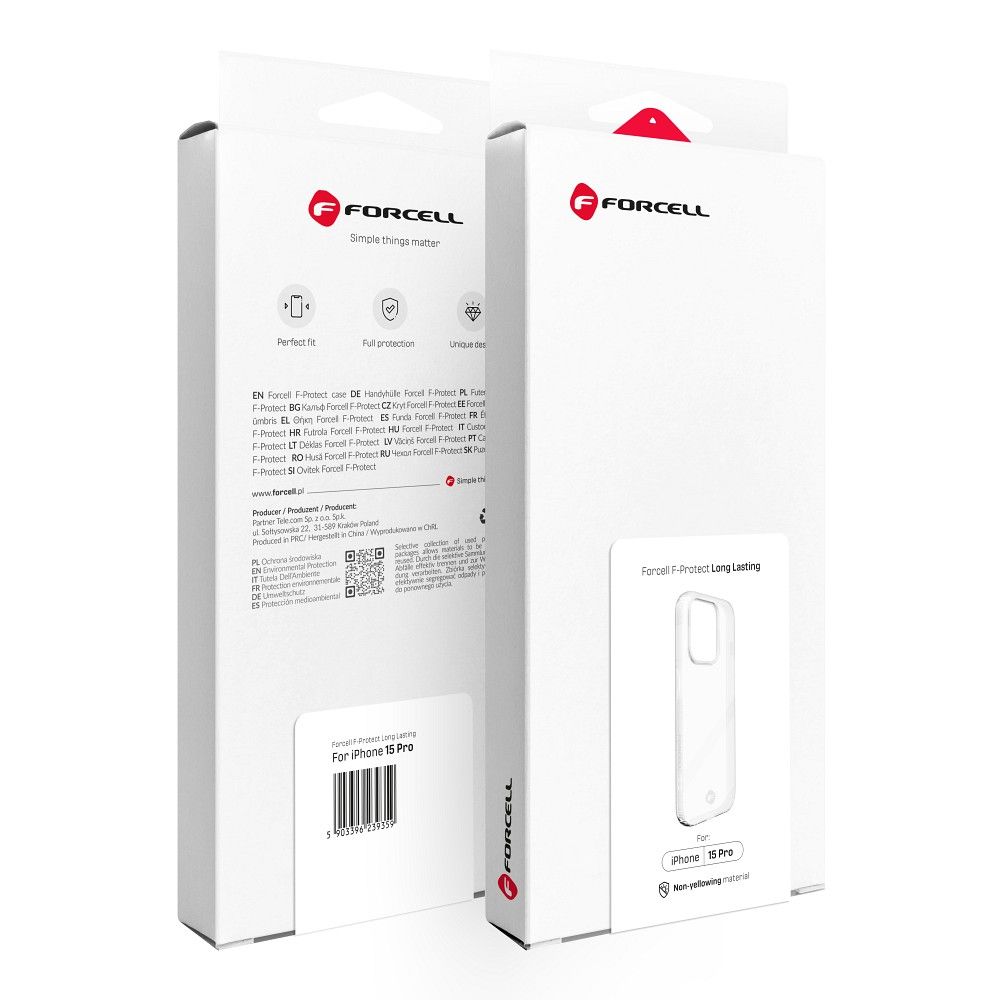 FORCELL F-PROTECT Long Lasting thin case for IPHONE 15 Pro transparent