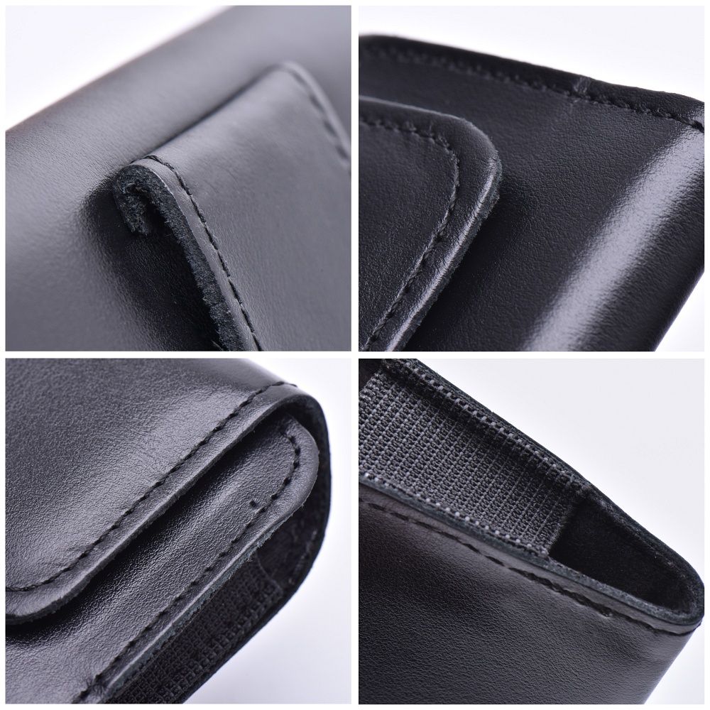 ROYAL universal horizontal leather belt holster size M for IPHONE 12 MINI / 13 MINI / SAMSUNG A40 / S8 / XIAOMI 12 / Redmi 5A black