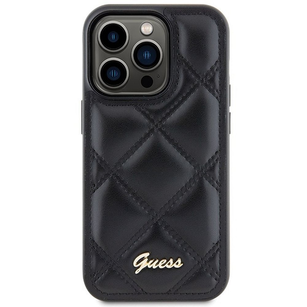 GUESS case for IPHONE 15 Pro GUHCP15LPSQSQSK (Quilted Metal Logo) black