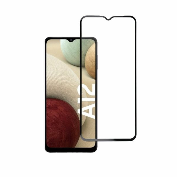 Tempered Glass Blue Star - SAMSUNG A12 Full Face (full glue with frame/small size) - black Tempered Glass Blue Star