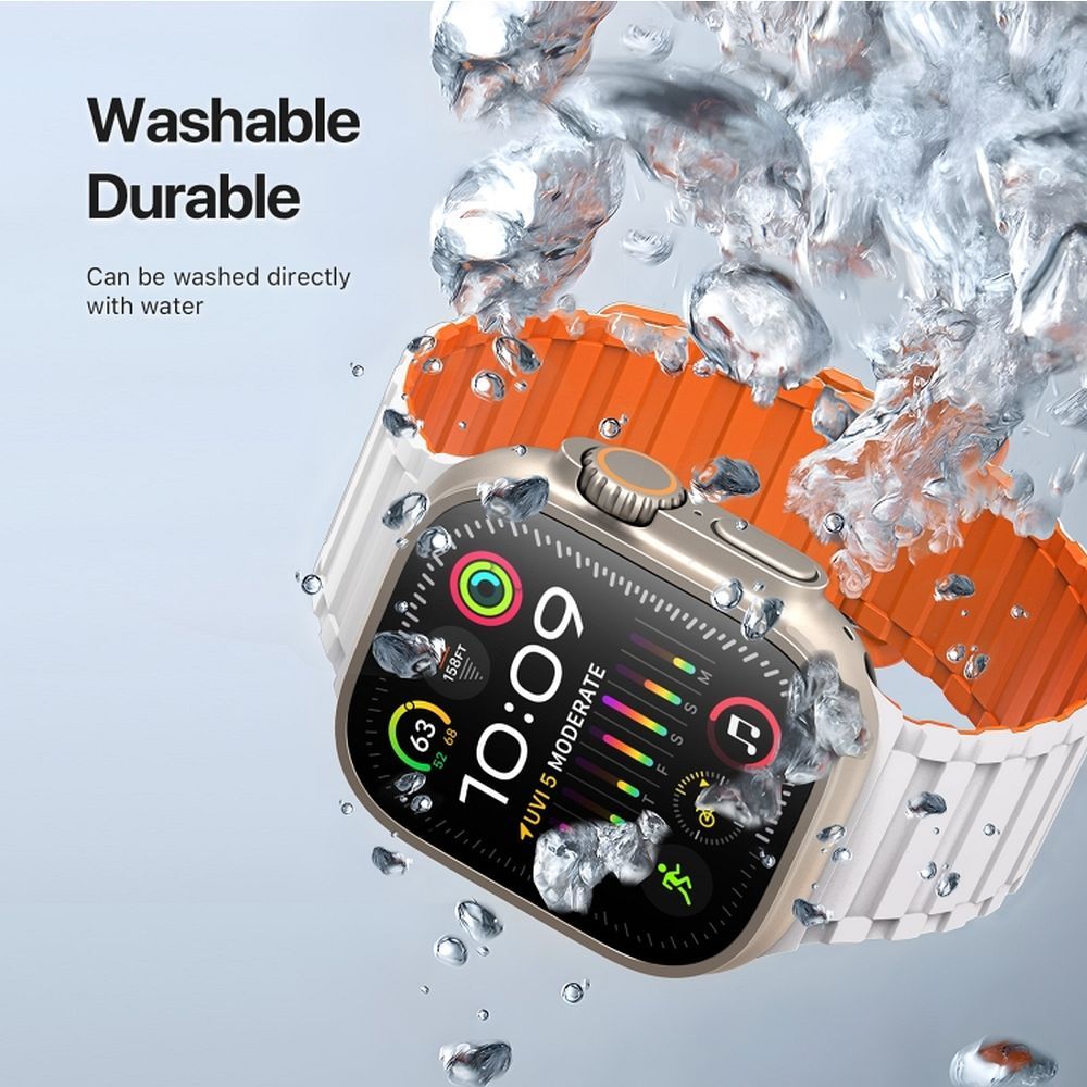 DUX DUCIS strap KJ nylon for Apple Watch 42 / 44 / 45 / 49 mm Silver/Orange