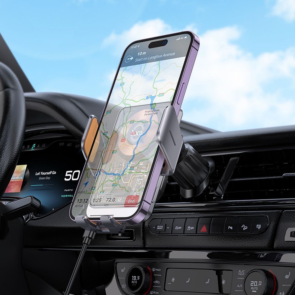 HOCO car holder with wireless charging for air vent 15W HW7 gray