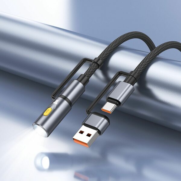 HOCO cable All-in-one USB A / Type C to Type C / LED Light 3A 60W U138 1,2 m black