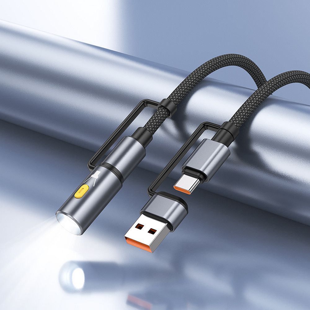 HOCO cable All-in-one USB A / Type C to Type C / LED Light 3A 60W U138 1,2 m black