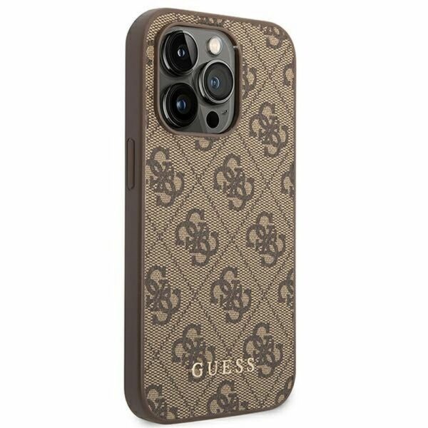 GUESS case for IPHONE 14 Pro Max GUHCP14XG4GFBR (4G Gold Logo) brown