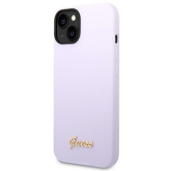 GUESS case for IPHONE 13 / 14 / 15 GUHCP14SSLSMU (Silicone Vintage Gold Logo) purple