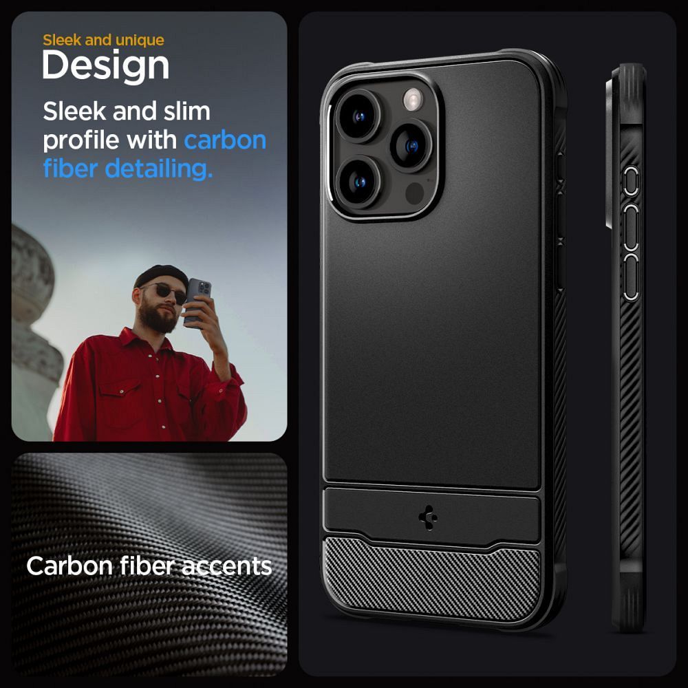SPIGEN case RUGGED ARMOR MAG compatible with MagSafe for IPHONE 15 Pro Max matte black