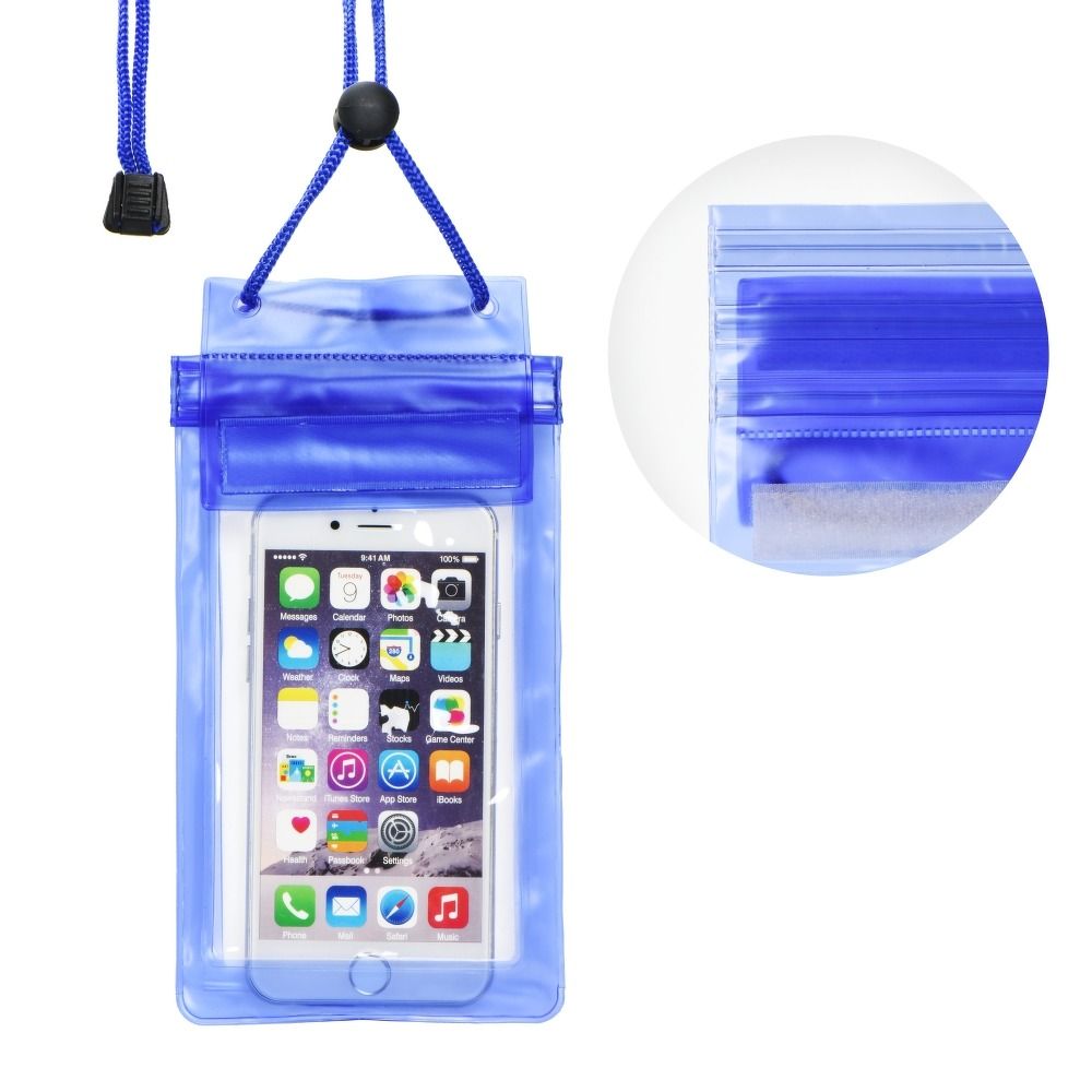 34e2c52771dcea3ecf4f6d668abd90e4 Waterproof bag for mobile phone with zipper closing blue