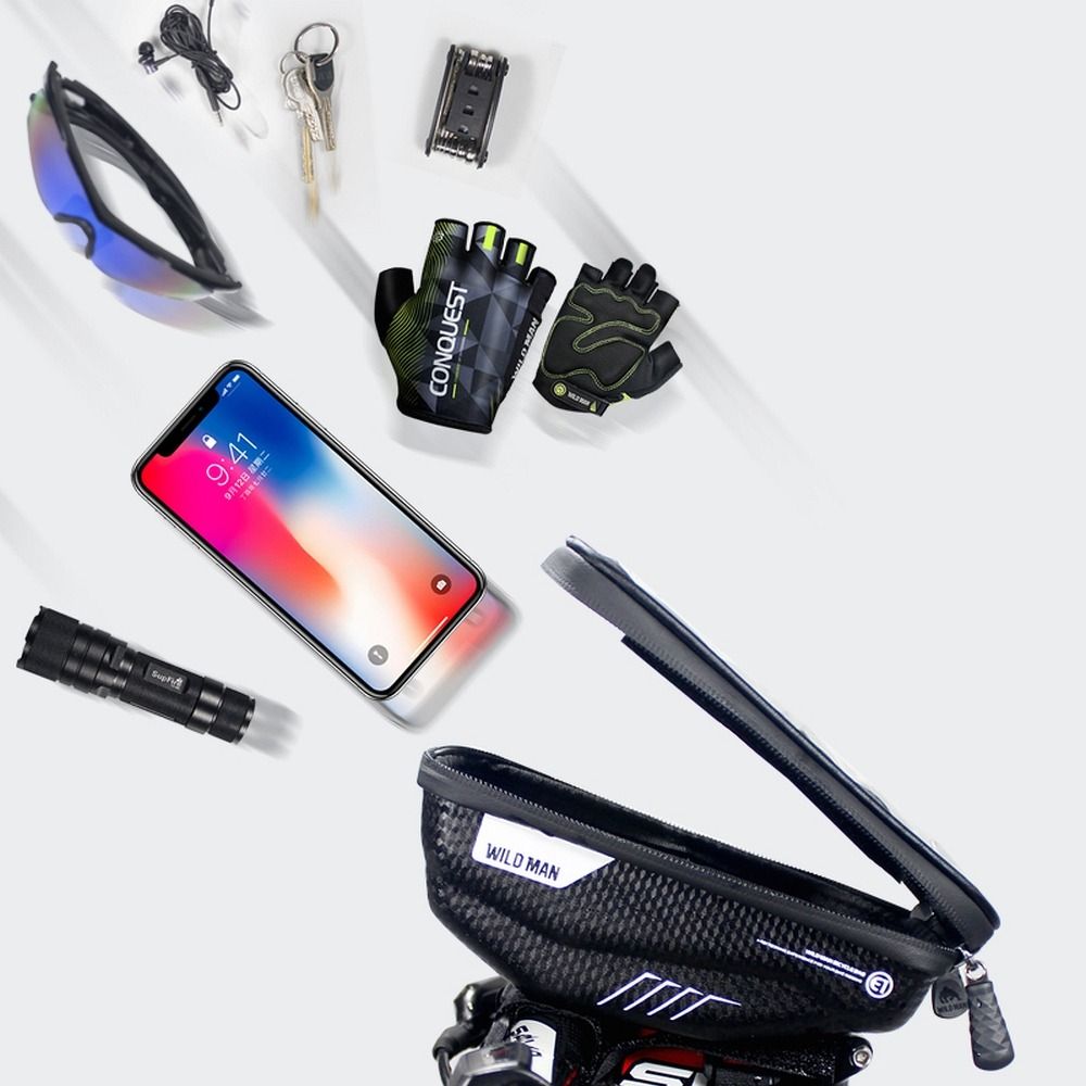 WILDMAN traveling bag for bike handlebars with zipper E1 1L ( 4 "- 7" ) black