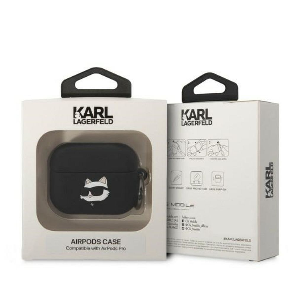 KARL LAGERFELD case for APPLE Airpods Pro KLAPRUNCHK (3D Sil NFT Choupette) black