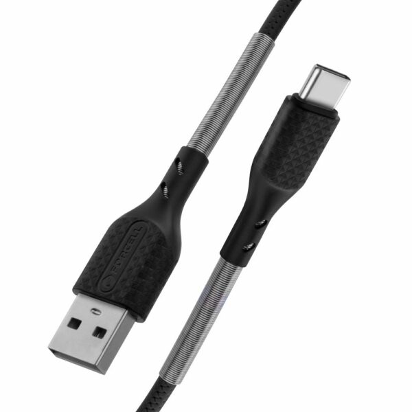 FORCELL F-ENERGY Carbon CB-02A cable USB A to Type C 2,4A 18W 1 m black